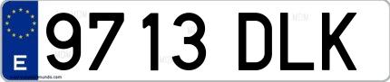 Ejemplo de matrícula española 9713 DLK