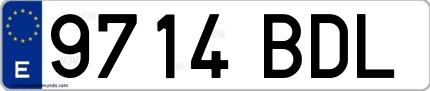 Ejemplo de matrícula española 9714 BDL