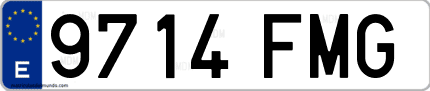 Ejemplo de matrícula de coche ordinaria 9714 FMG