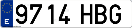 Ejemplo de matrícula de coche ordinaria 9714 HBG