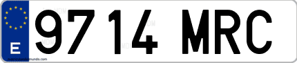 Ejemplo de matrícula de coche ordinaria 9714 MRC