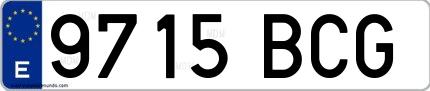 Ejemplo de matrícula española 9715 BCG