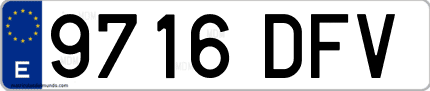 Ejemplo de matrícula de coche ordinaria 9716 DFV