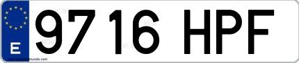 Ejemplo de matrícula española 9716 HPF