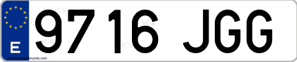 Ejemplo de matrícula de coche ordinaria 9716 JGG