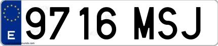 Ejemplo de matrícula española 9716 MSJ
