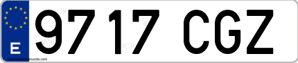 Ejemplo de matrícula de coche ordinaria 9717 CGZ