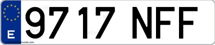 Ejemplo de matrícula de coche ordinaria 9717 NFF