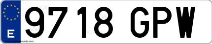Ejemplo de matrícula española 9718 GPW