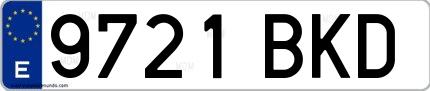 Ejemplo de matrícula española 9721 BKD