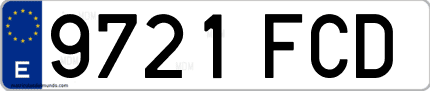 Ejemplo de matrícula de coche ordinaria 9721 FCD