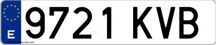 Ejemplo de matrícula española 9721 KVB