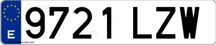 Ejemplo de matrícula española 9721 LZW