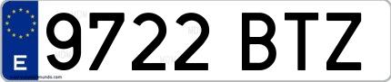 Ejemplo de matrícula española 9722 BTZ