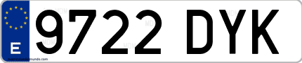 Ejemplo de matrícula de coche ordinaria 9722 DYK