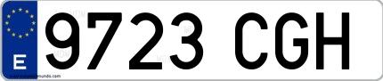 Ejemplo de matrícula española 9723 CGH