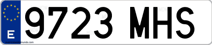 Ejemplo de matrícula de coche ordinaria 9723 MHS