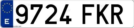 Ejemplo de matrícula española 9724 FKR