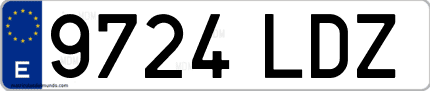 Ejemplo de matrícula de coche ordinaria 9724 LDZ