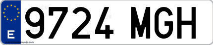 Ejemplo de matrícula de coche ordinaria 9724 MGH