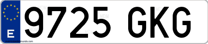 Ejemplo de matrícula de coche ordinaria 9725 GKG