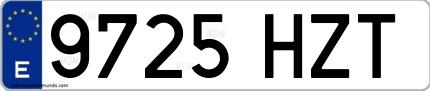 Ejemplo de matrícula española 9725 HZT