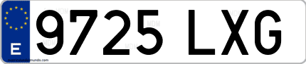 Ejemplo de matrícula de coche ordinaria 9725 LXG