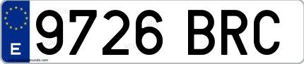 Ejemplo de matrícula española 9726 BRC