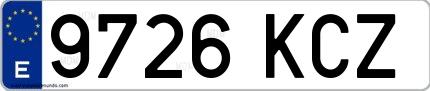 Ejemplo de matrícula española 9726 KCZ