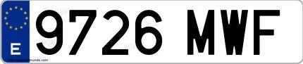 Ejemplo de matrícula española 9726 MWF