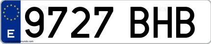 Ejemplo de matrícula española 9727 BHB