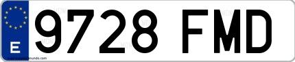Ejemplo de matrícula de coche ordinaria 9728 FMD