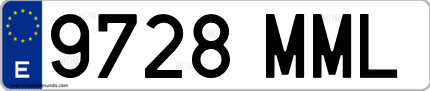 Ejemplo de matrícula de coche ordinaria 9728 MML