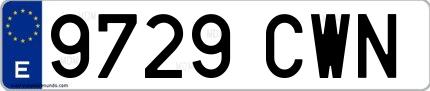 Ejemplo de matrícula española 9729 CWN