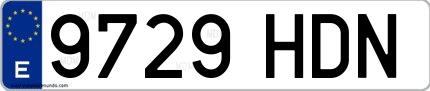 Ejemplo de matrícula española 9729 HDN