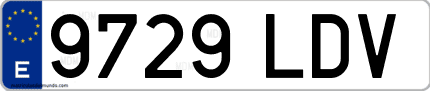Ejemplo de matrícula de coche ordinaria 9729 LDV