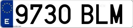 Ejemplo de matrícula española 9730 BLM