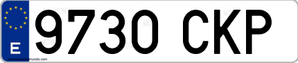 Ejemplo de matrícula de coche ordinaria 9730 CKP