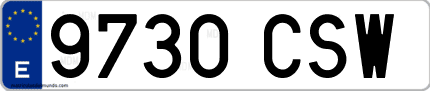 Ejemplo de matrícula de coche ordinaria 9730 CSW