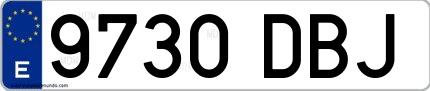 Ejemplo de matrícula española 9730 DBJ