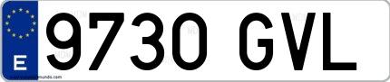Ejemplo de matrícula española 9730 GVL