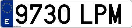 Ejemplo de matrícula española 9730 LPM
