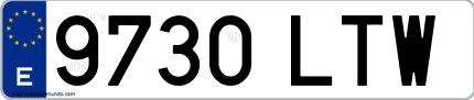 Ejemplo de matrícula española 9730 LTW