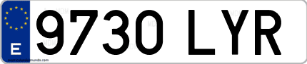 Ejemplo de matrícula de coche ordinaria 9730 LYR