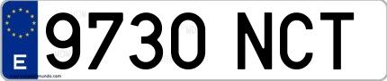 Ejemplo de matrícula española 9730 NCT