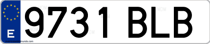 Ejemplo de matrícula de coche ordinaria 9731 BLB