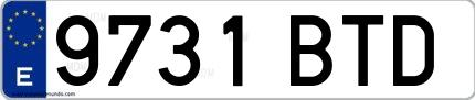 Ejemplo de matrícula española 9731 BTD