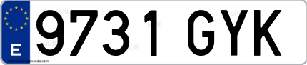 Ejemplo de matrícula de coche ordinaria 9731 GYK