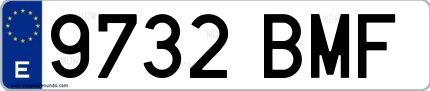 Ejemplo de matrícula española 9732 BMF
