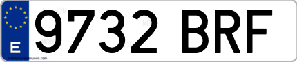 Ejemplo de matrícula de coche ordinaria 9732 BRF